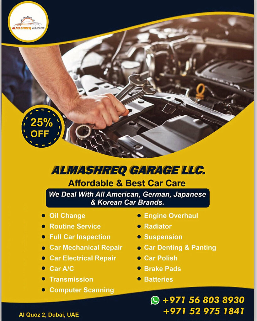 Almashreq garage, car service, auto repair, 33A, 22 Street, Al Quoz