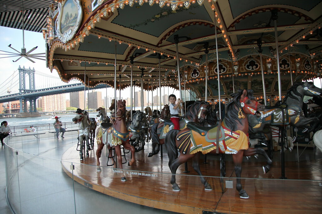 Amusement park Jane's Carousel, New York, photo