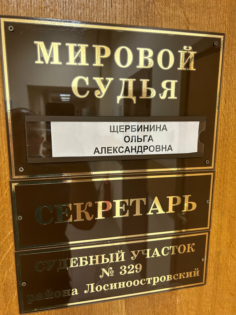 حاكم الصلح Sudebny uchastok mirovogo sudi № 329 rayona Losinoostrovsky ، موسكو، صورة
