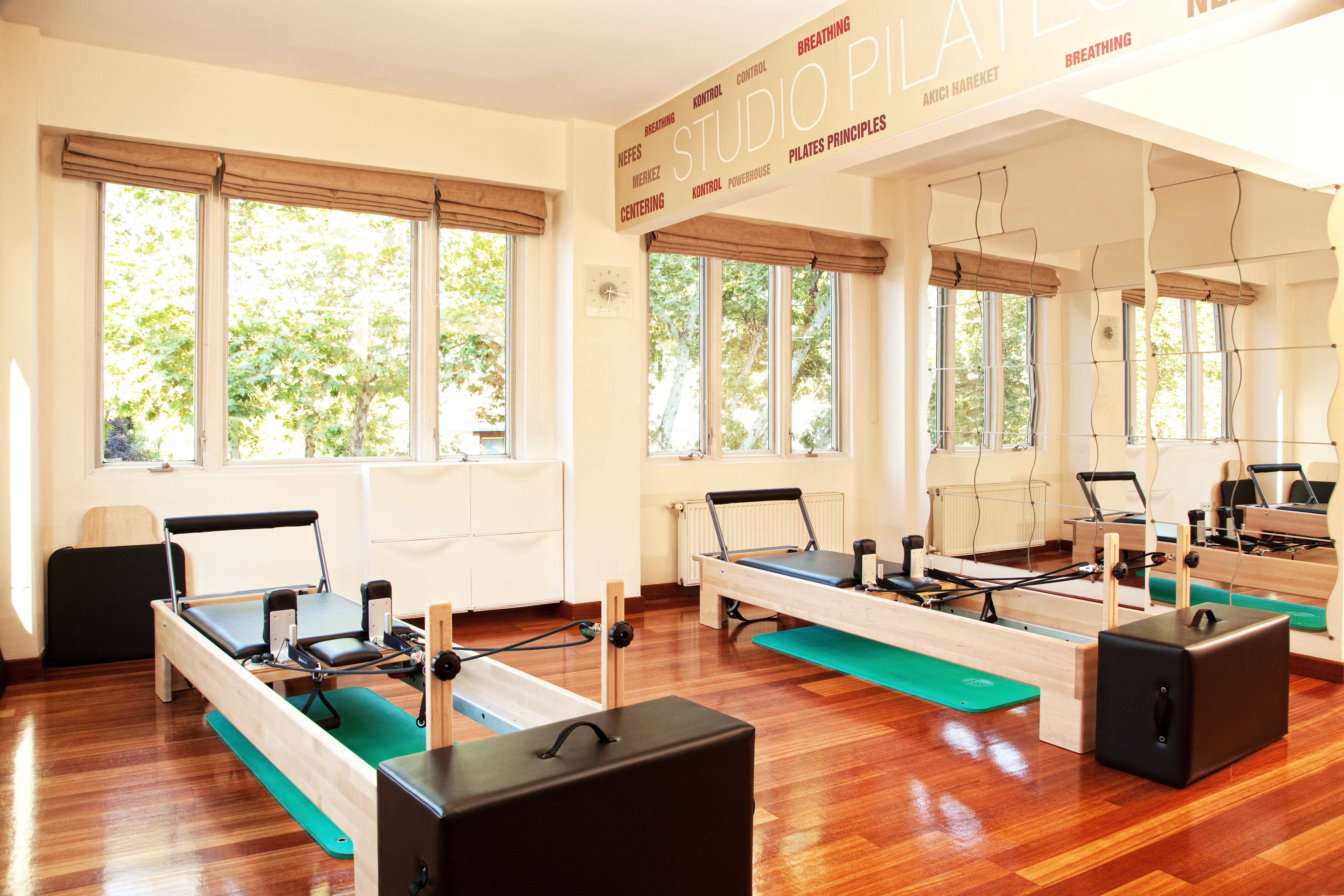 A modern studio interior with clean lines and sophisticated equipment, suggesting a professional and creative environment