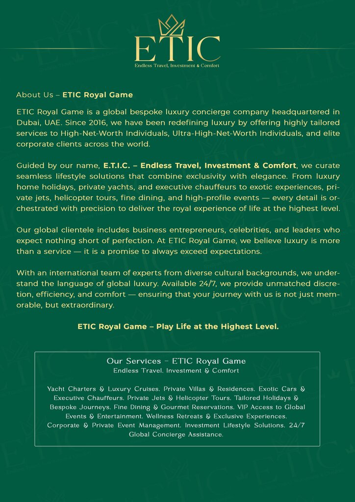 Tour operator Etic Royal Games, Dubai, photo