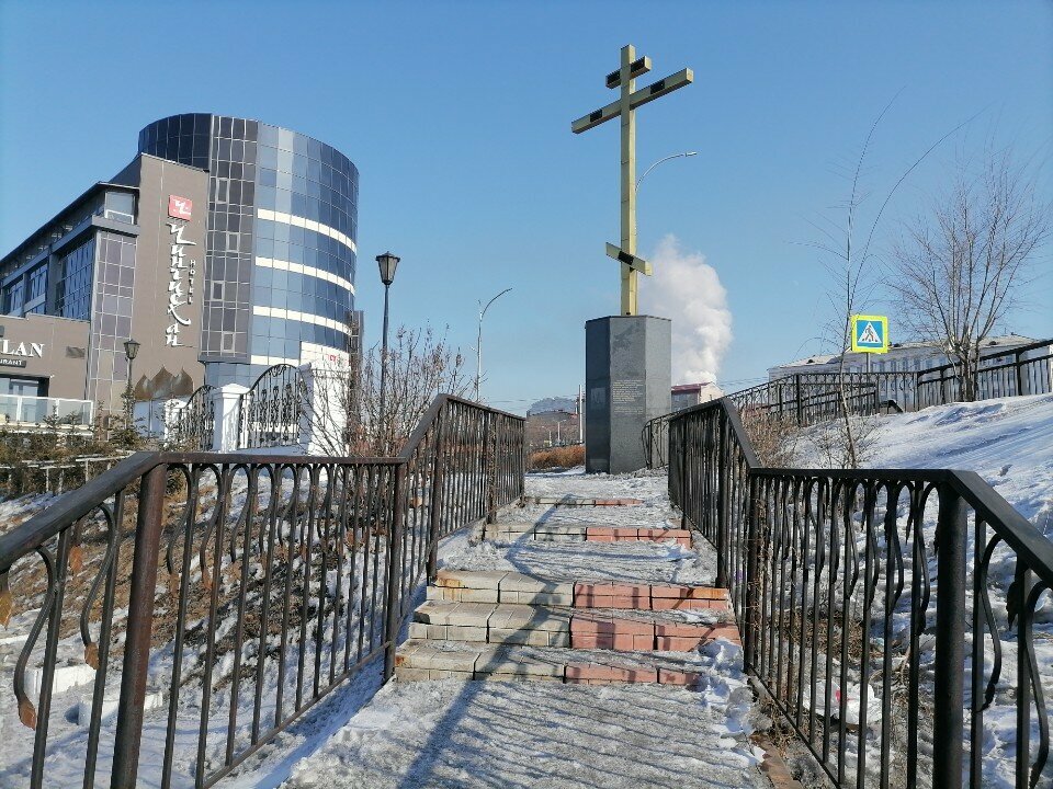 Capilla, cruz conmemorativa Памятный крест на месте Спасской церкви, , foto