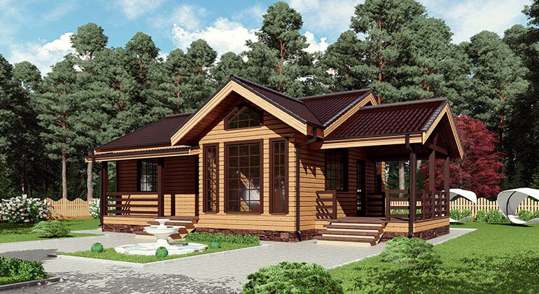Проекты каркасных одноэтажных домов с террасой