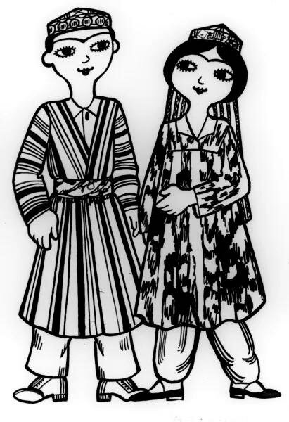 Национальный костюм таджикистана рисунок