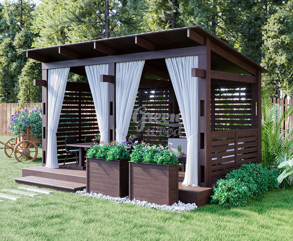 Беседка в современном стиле из реек