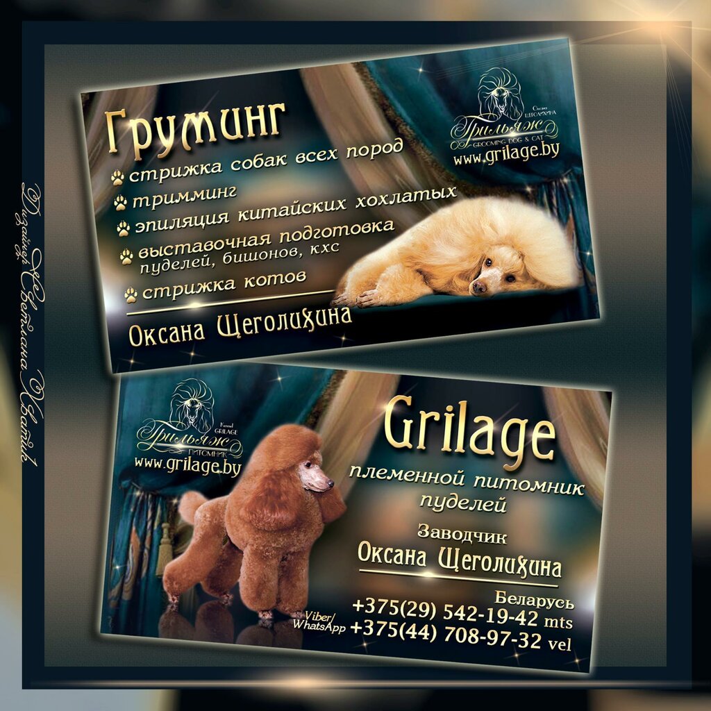 Визитки грумера образцы