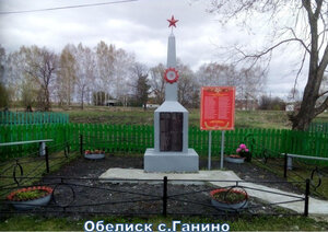 Обелиск 1941-1945 гг (Курганская область, Шадринский муниципальный округ, село Ганино, Садовая улица), памятник, мемориал в Курганской области