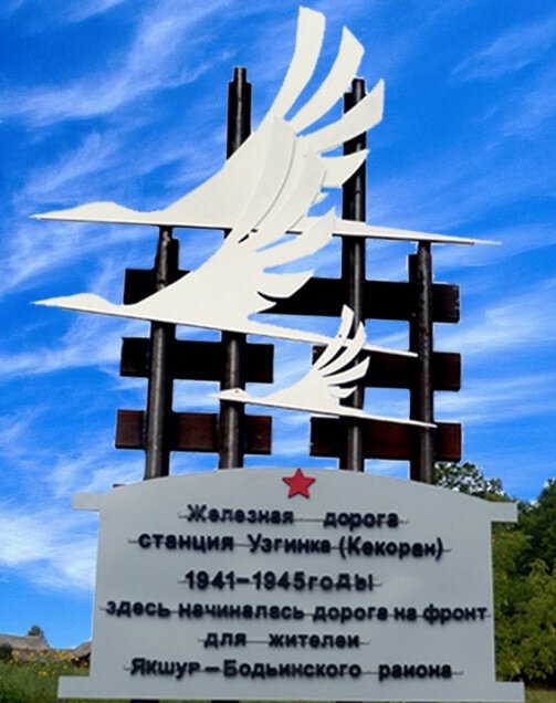 Monument, memorial Памятная стела Станция Узгинка - дорога на фронт, Udmurt Republic, photo