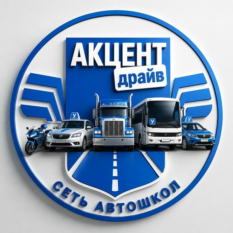 Логотип автошколы «Акцент Драйв»