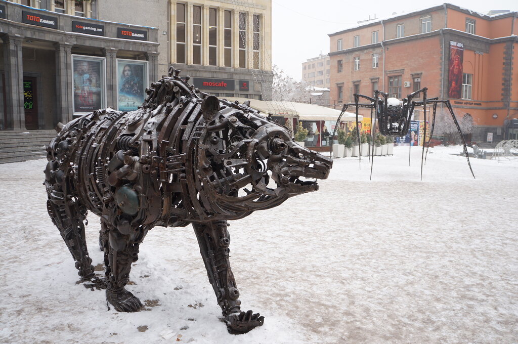 Genre sculpture Bear, Yerevan, photo