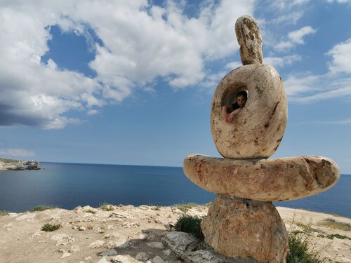 Park, sokak heykeli Thinker, Kırım Cumhuriyeti, foto
