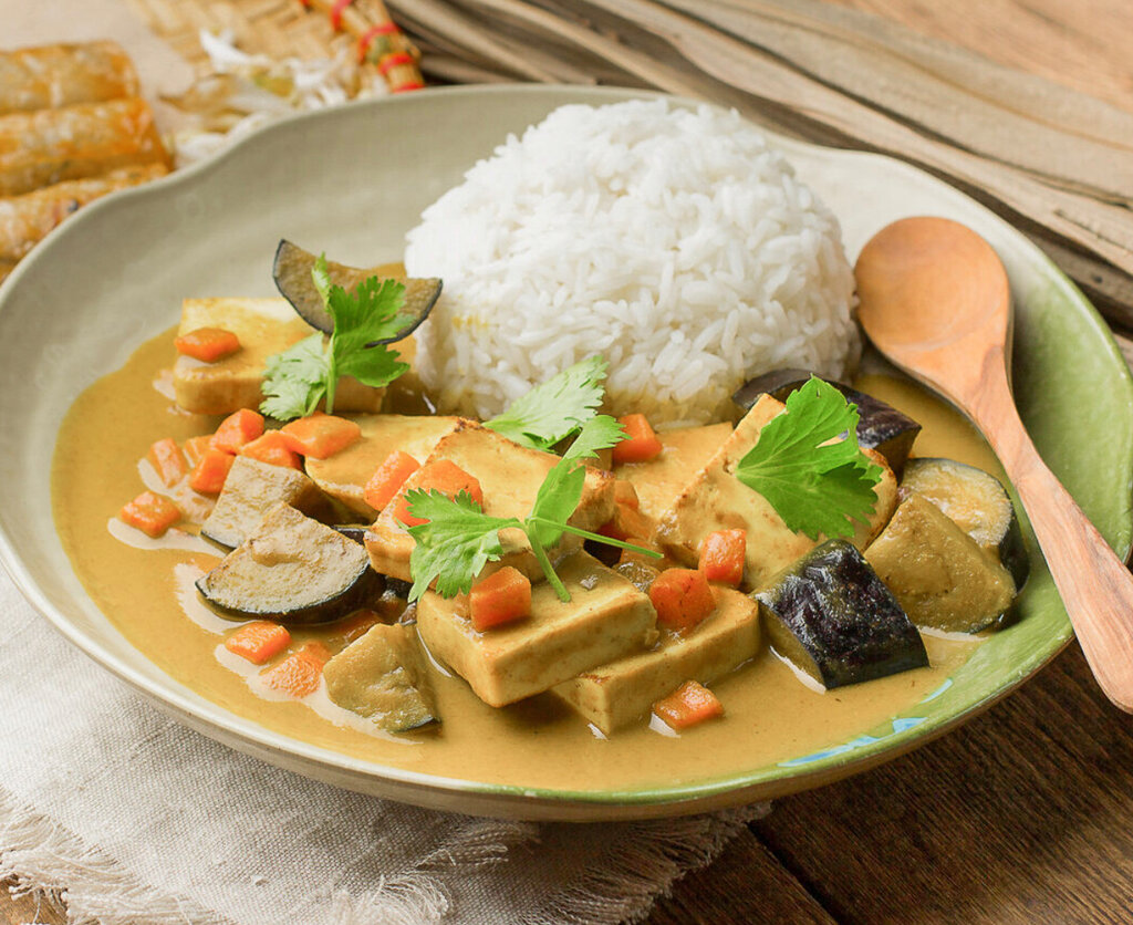 Tofu a la plancha con curry