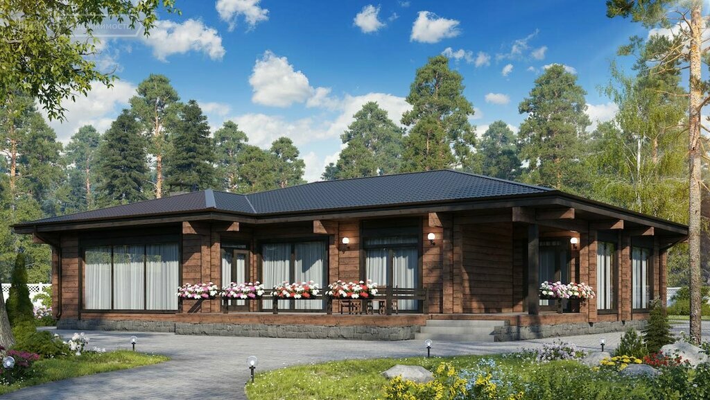 Сезанн (85 м2) - проект одноэтажного дома-бани из оцилиндрованного бревна.