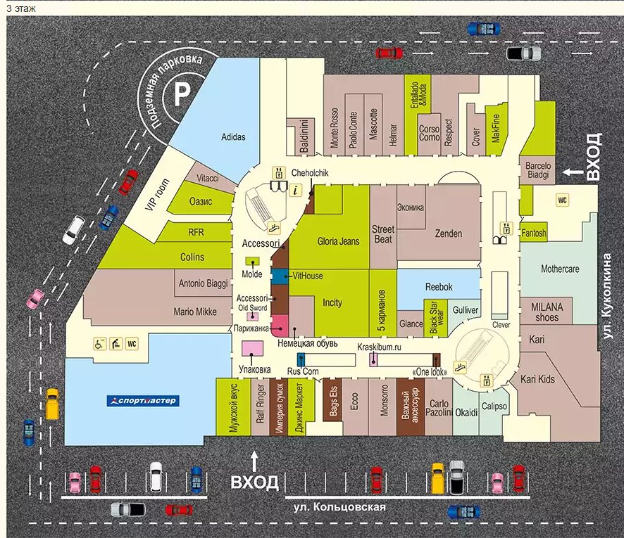 Карта магазинов в галерее чижова воронеж