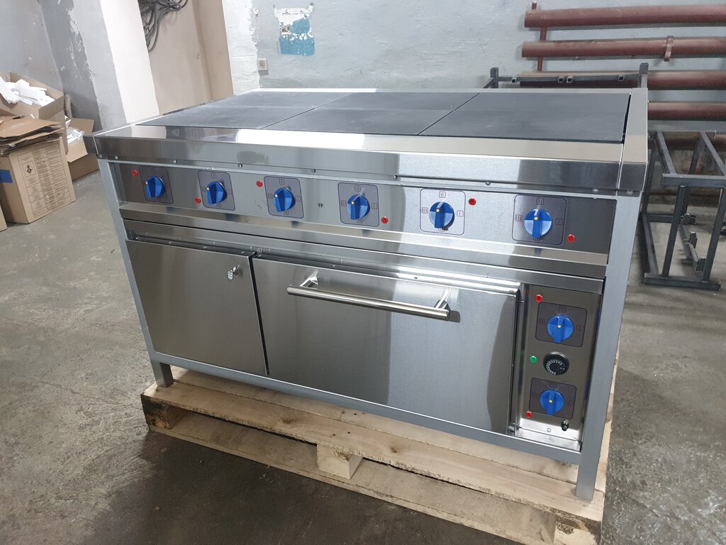 Электроплита 4 х конфорочная с жарочным шкафом - фото