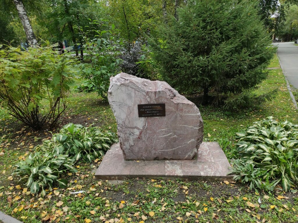 Memorial plaque, foundation stone Камень в честь посадки аллеи ветеранов УВД Центрального района, Novosibirsk, photo