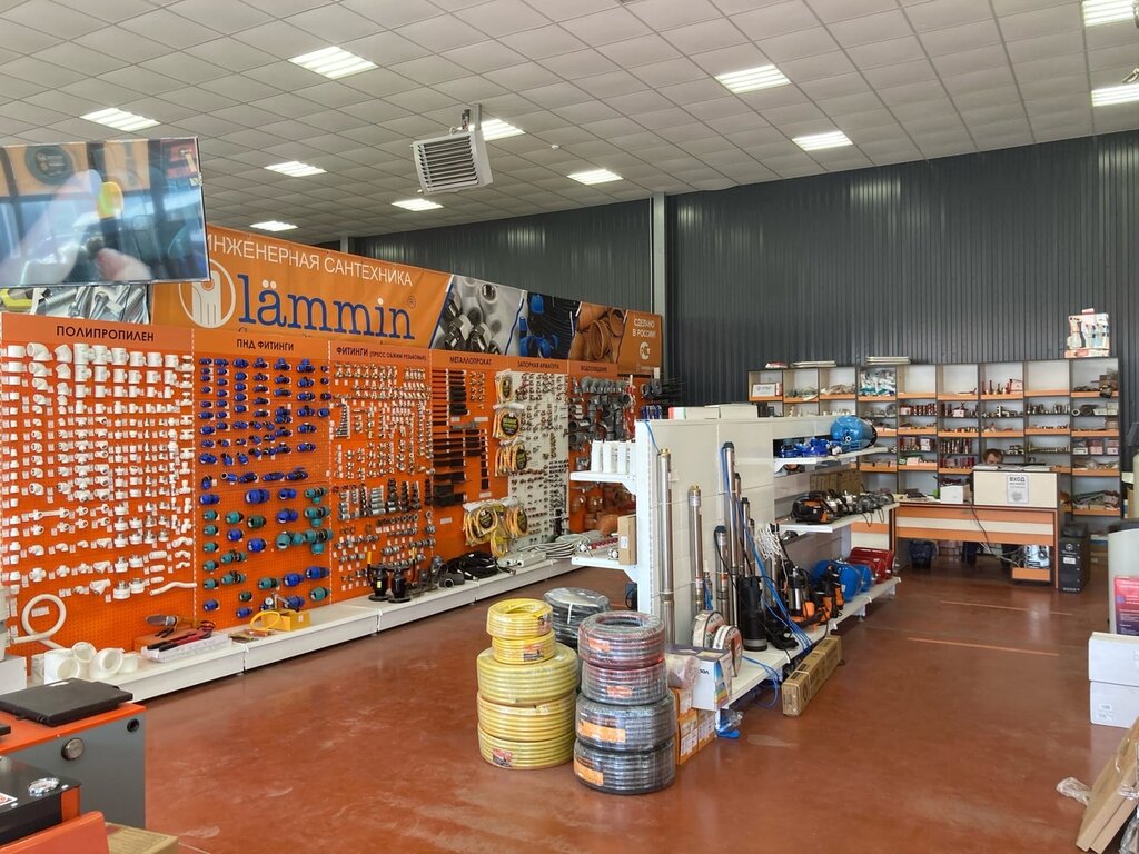 Fasteners New house plumbing and roof fixture shop, Pskov, photo
