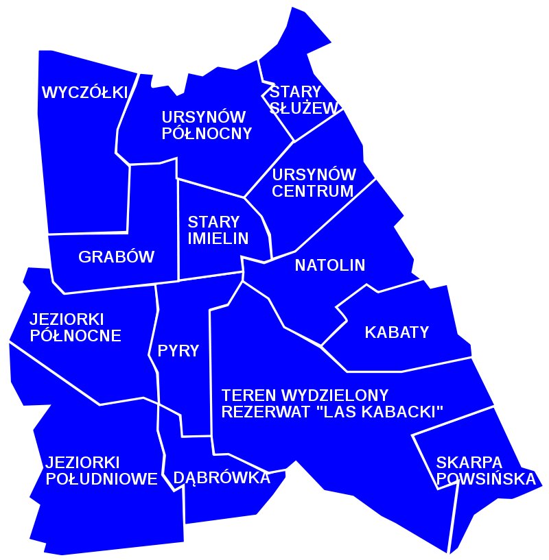 Карта варшавы по районам