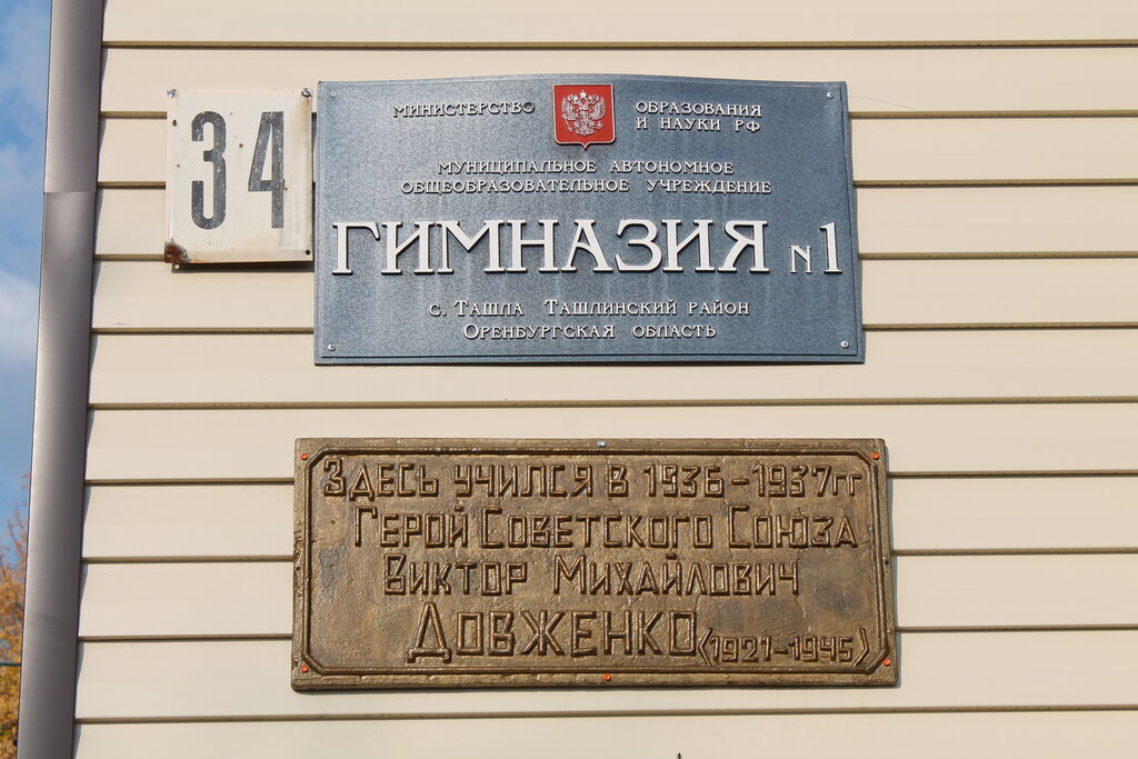 Мемориальная доска, закладной камень В. М. Довженко, Оренбургская область, фото