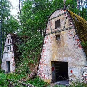 Finnish barns (Leningrad Region, Priozerskiy District, posyolok Michurinskoye), landmark, attraction