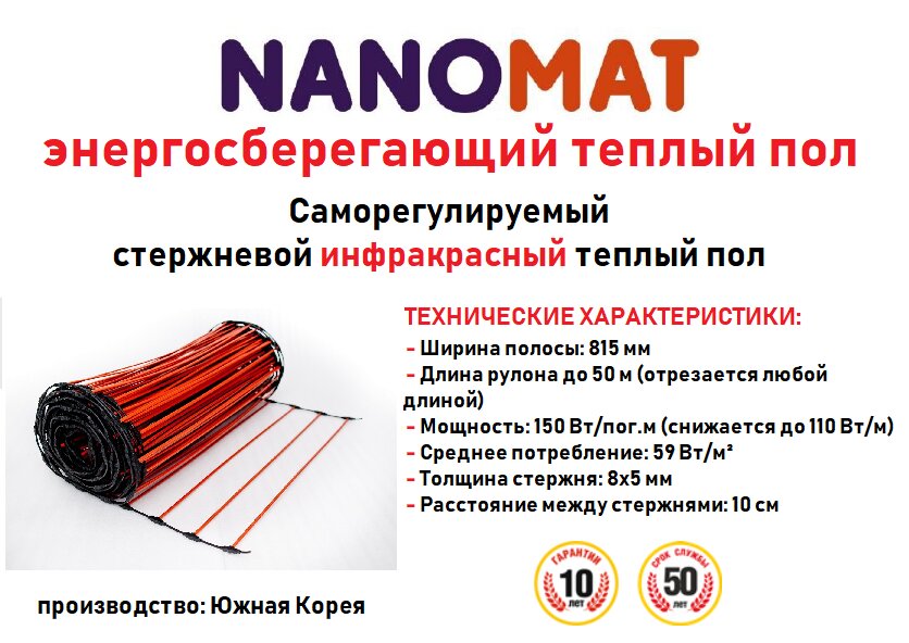 Саморегулируемый стержневой теплый пол nanomat