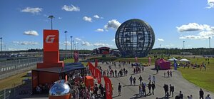 Igora Drive Media Sphere (Leningrad Region, Priozerskiy District, Sosnovskoye selskoye poseleniye, derevnya Novozhilovo, avtodrom Igora Drayv), landmark, attraction
