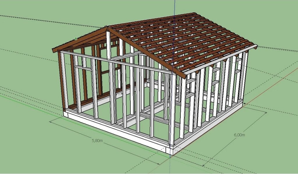 Проект каркасная баня sketchup