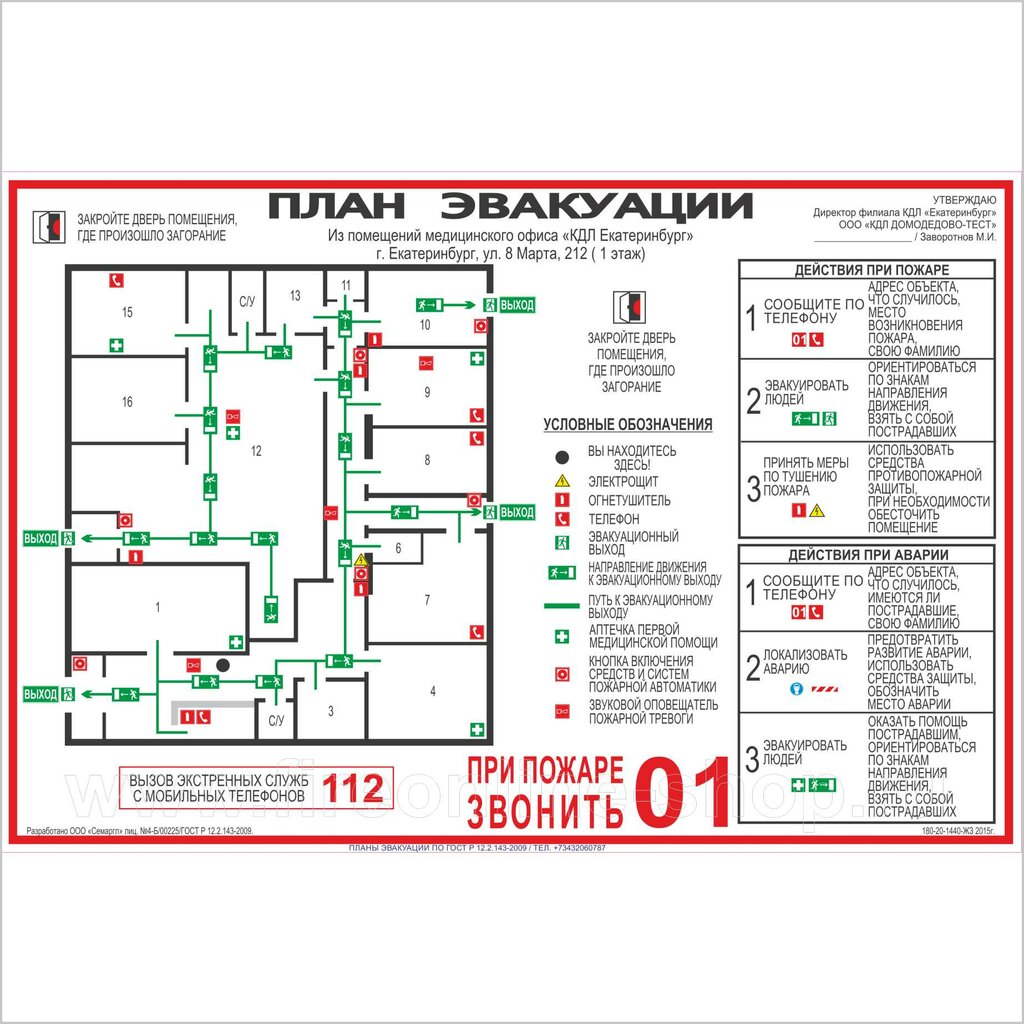 Условные обозначения для плана эвакуации при пожаре
