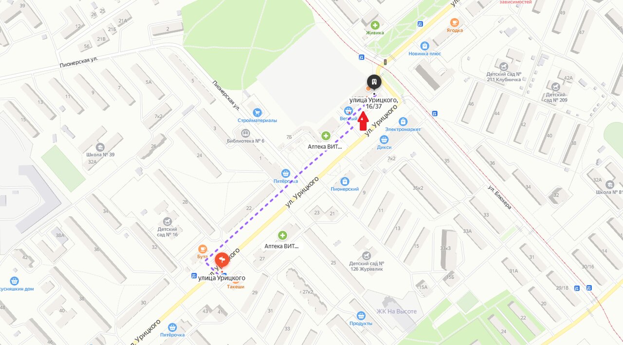 Урицкого 16 карта