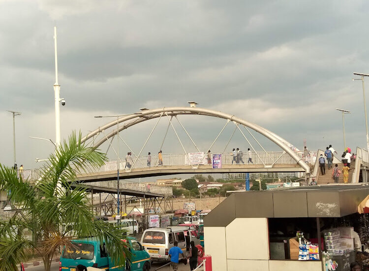 Road safety equipment Tech Junction overpass bridge, Kumasi, photo