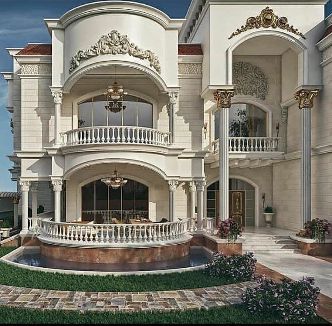 Дизайн дома с колоннами снаружи