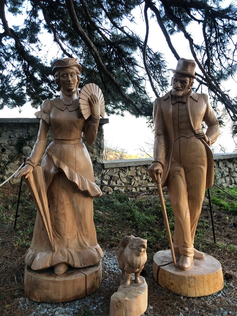 Museum Park of wooden sculptures The Cherry Orchard. Revival, Republic of Crimea, photo