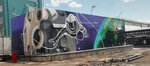 Граффити-портрет Юрия Гагарина (городской округ Самара, Железнодорожный район, Комсомольская площадь, 2), стрит-арт в Самаре