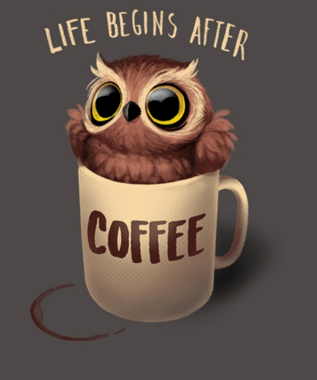 Сова с кофе рисунок