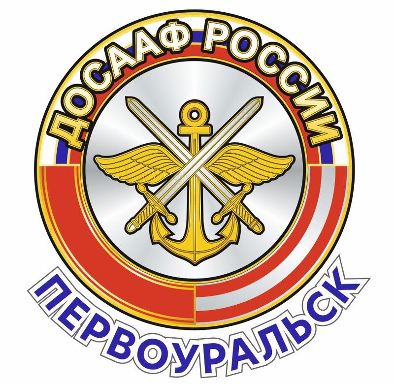 Логотип автошколы «Спортивно-техническая школа имени Героя РФ Ивана Марина РО ДОСААФ России Свердловской области»