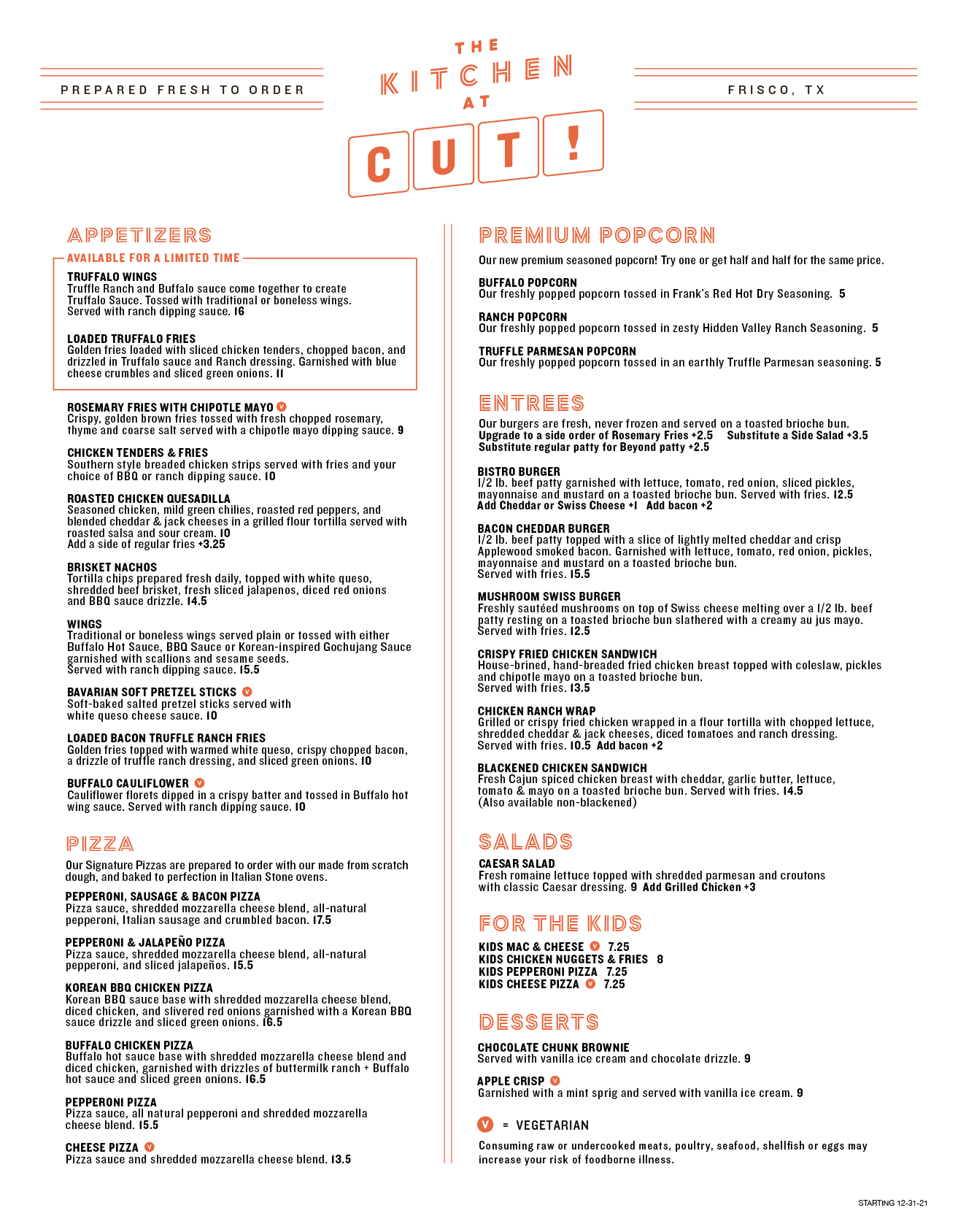 Cut menu discount