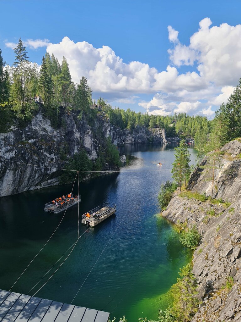 Observation deck Ruskeala waterfalls viewpoint, Republic of Karelia, photo