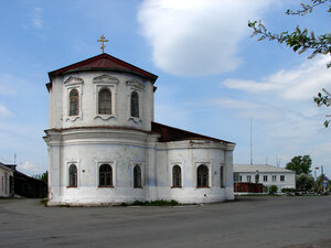 Khram vo imya svyatogo Bogoyavleniya R. P. Pyshma Sverdlovskoy oblasti Kamenskoy yeparkhii (posyolok gorodskogo tipa Pyshma, ulitsa Kirova, 38), orthodox church