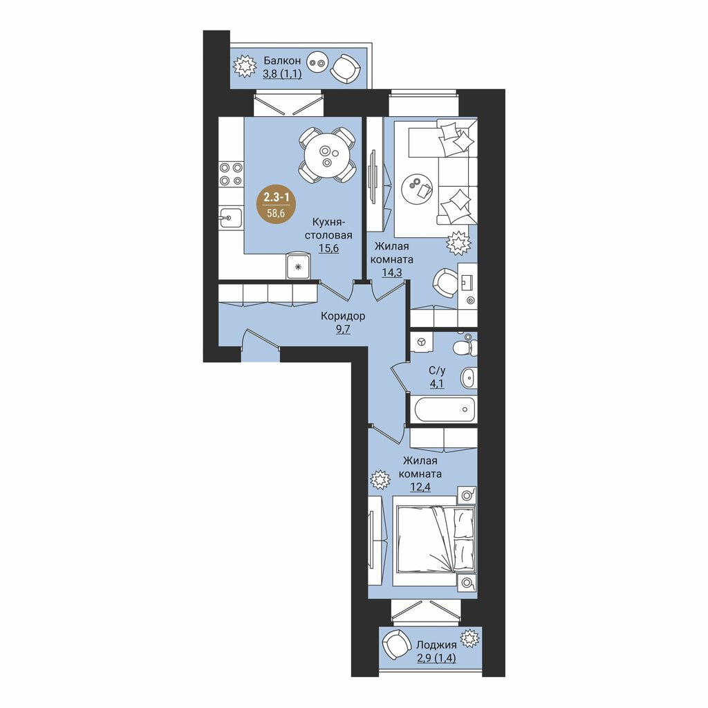 Купить 3 комнаты в 3-комн. квартире, 84 м² по адресу Вологда, Старое шоссе, 22а,