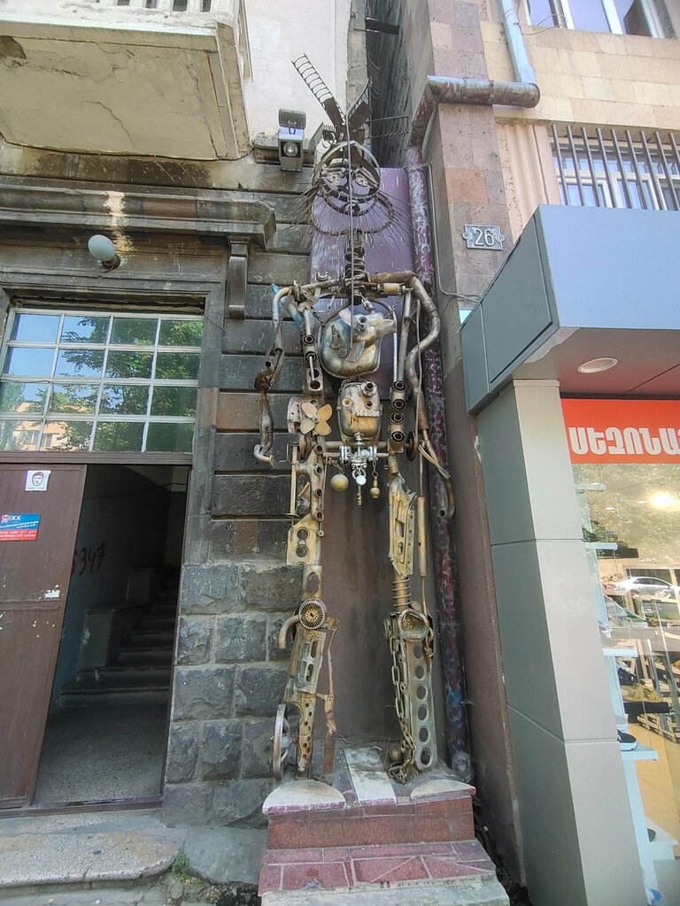 Genre sculpture Sculpture from scrap-metal, Yerevan, photo