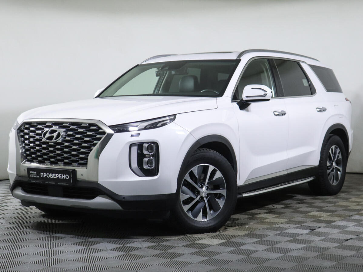 Купить б/у Hyundai Palisade I 2.2d AT (200 л.с.) 4WD дизель автомат в Москве белый Хендай