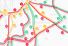 Время проезда по крупнейшим трассам Москвы