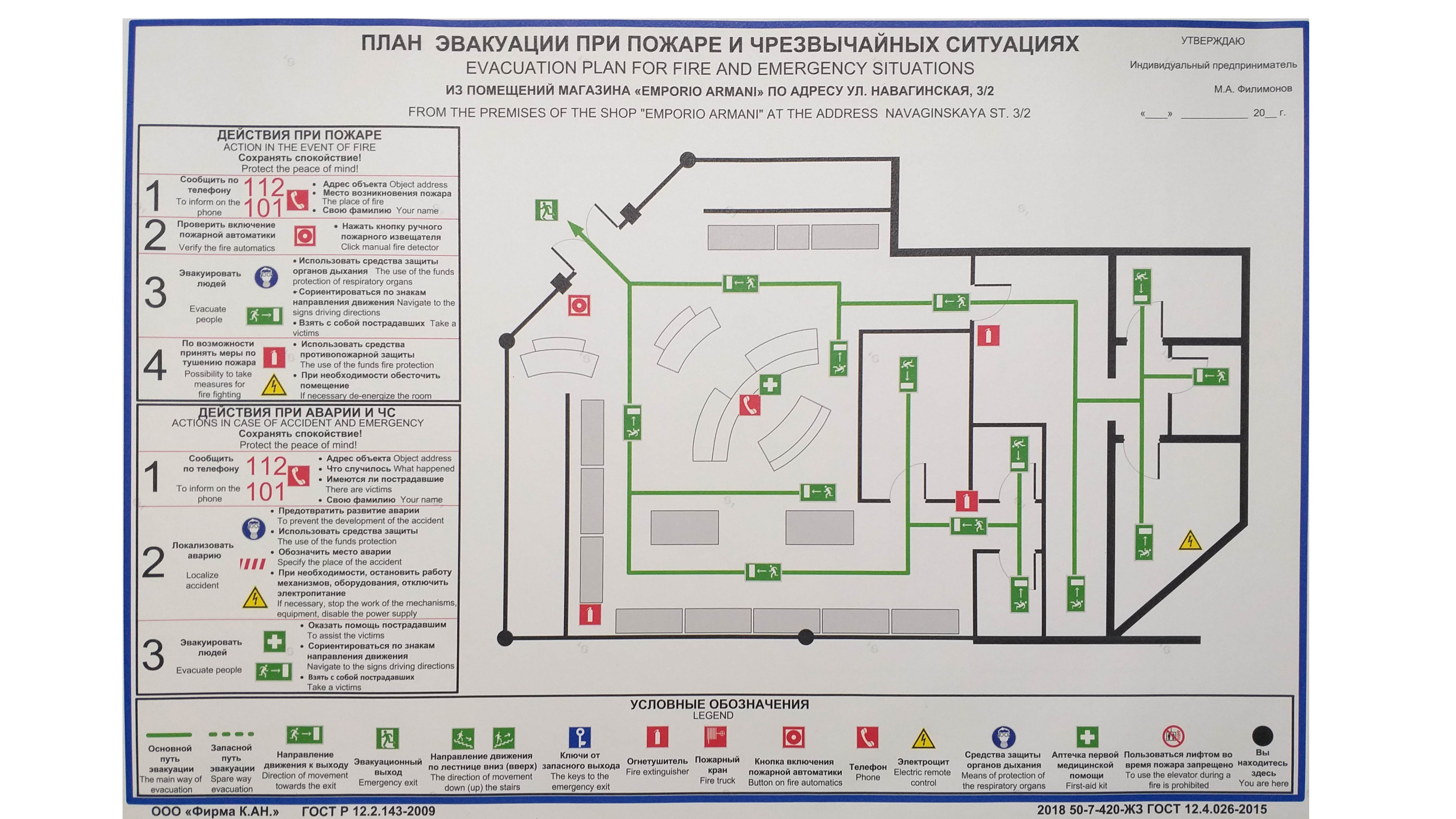 Высота установки плана эвакуации от пола