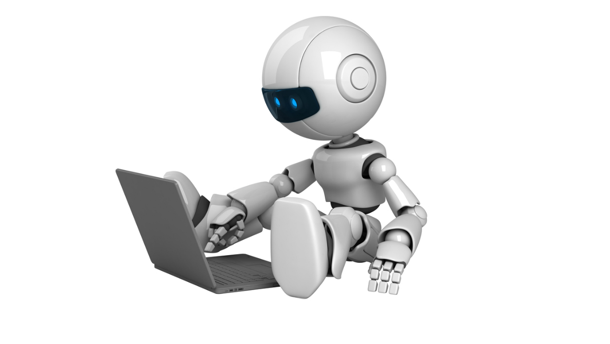 Робот на прозрачном фоне для презентации