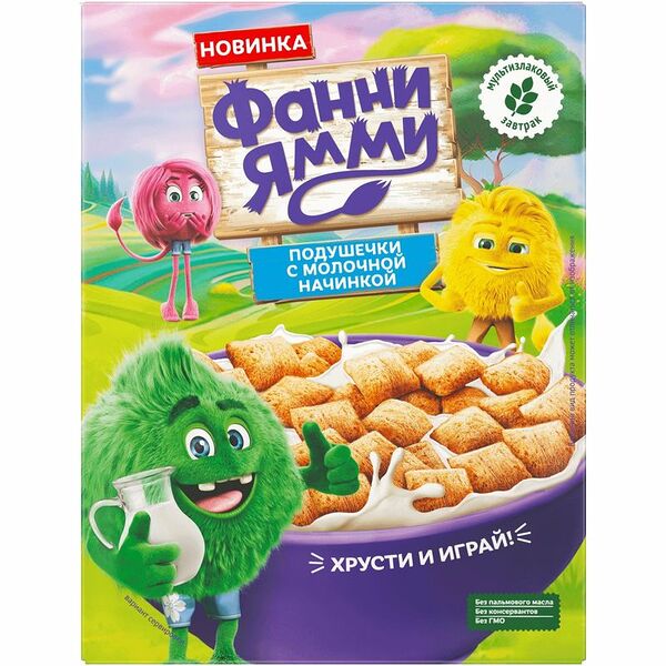 Подушечки Фанни Ямми мультизлаковые с молочной начинкой 220 г