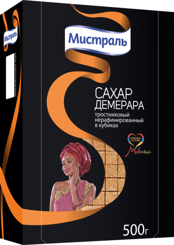 

Сахар Мистраль Демерара тростниковый нерафинированный кусковой кубиками 500 г