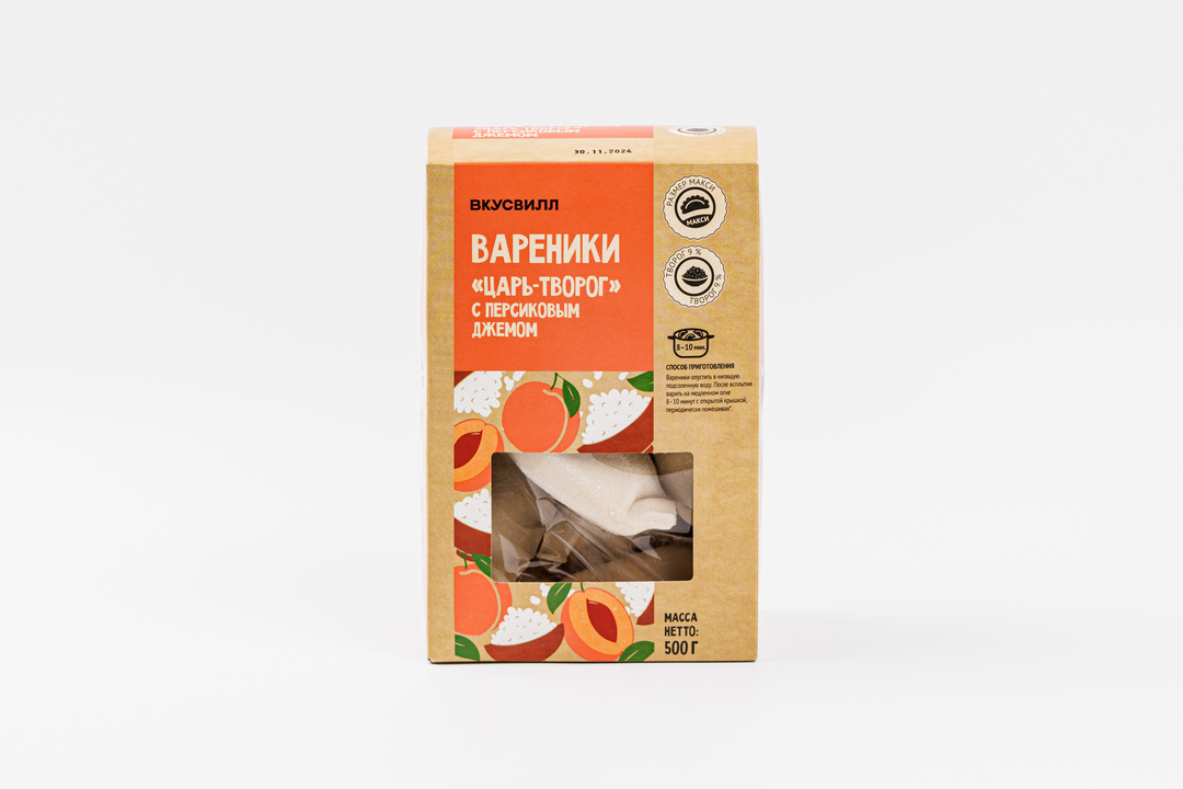 

Вареники ВкусВилл Царь Творог с персиковым джемом з/м 500 г