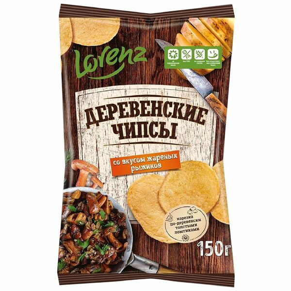Чипсы картофельные Lorenz Деревенские чипсы жареные рыжики 150 г