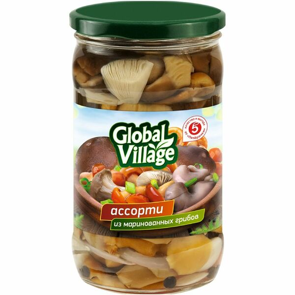 Ассорти Global Village из маринованных грибов 330 г