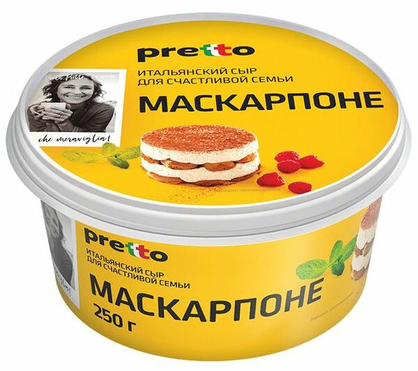 Сыр мягкий Маскарпоне Pretto 80%, 250г